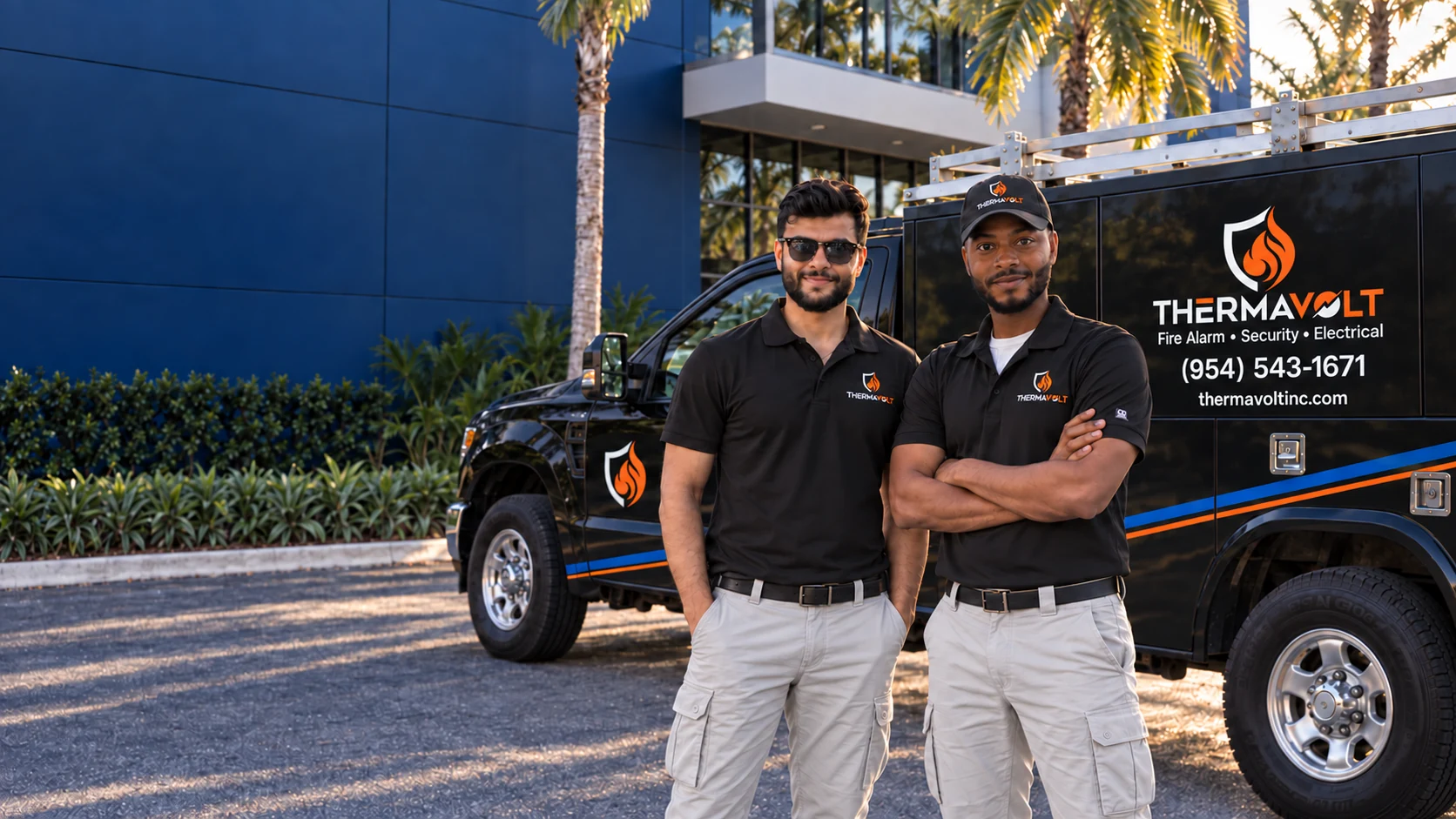 Thermavolt partners beside a branded black service truck